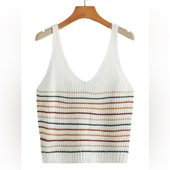 NEW Striped Knit Crop Tank Top - Picture 2 of 5